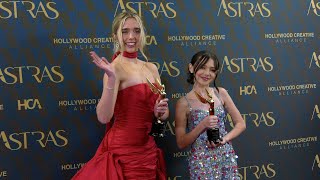 Jenna Davis and Violet McGraw 2024 Astra Film Awards Winners Walk! | HCA Best Horror Feature Winners
