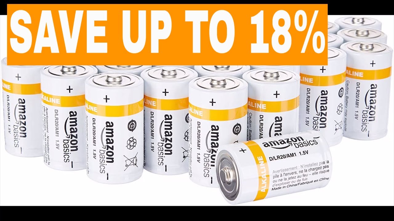 Save Up to 18% | AmazonBasics D Cell Everyday Alkaline Batteries (24-Pack)