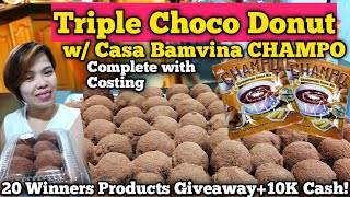 Triple Chocolate Donut PangNegosyo Recipe w/ Casa Bamvina Champo, Complete with Costing