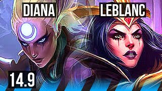 DIANA vs LEBLANC (MID) | 1200+ games, 7/2/4, Rank 10 Diana, Dominating | BR Grandmaster | 14.9