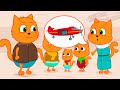 Familia de Gatos - El avión se olvidó de sus pasajeros Dibujos Animados Para Niños