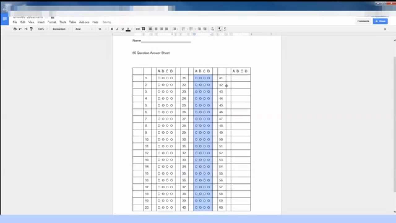 25 question gridable bubble sheet