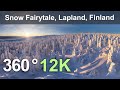 Snowy Fairytale. Lapland, Finland. Aerial 360 video in 12K