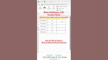 Custom Validation in Excel! Tutorial Day 21, Video 3 #exceltech #excel #ytshots #ytviral
