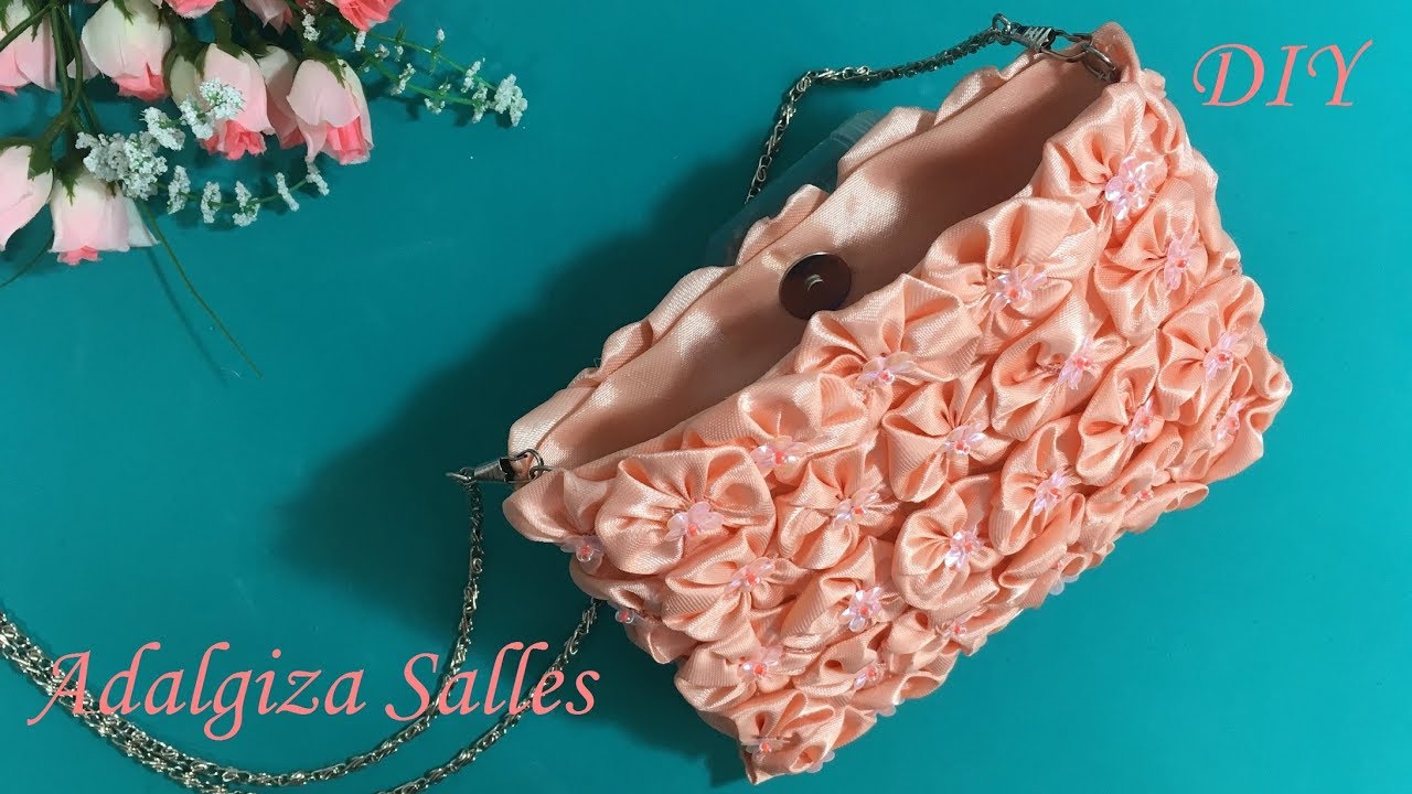 👜 Como Fazer Bolsa com fuxico bordada com miçangas para festas e eventos passo a passo completo