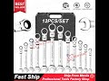 Coofari 12pcs keys set multitool flex head wrench ratchet spanners set