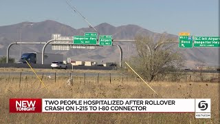 Rollover crash hospitalizes two, forces closure of I-215 ramps