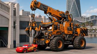 Epic Escape Lightning McQueen vs CYBER CONSTRUCTION CRANE MONSTER TRUCK in BeamNG.Drive screenshot 5