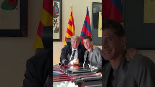 Hamza Abdelkarim 🤝 President Joan Laporta #fcbarcelona #shorts