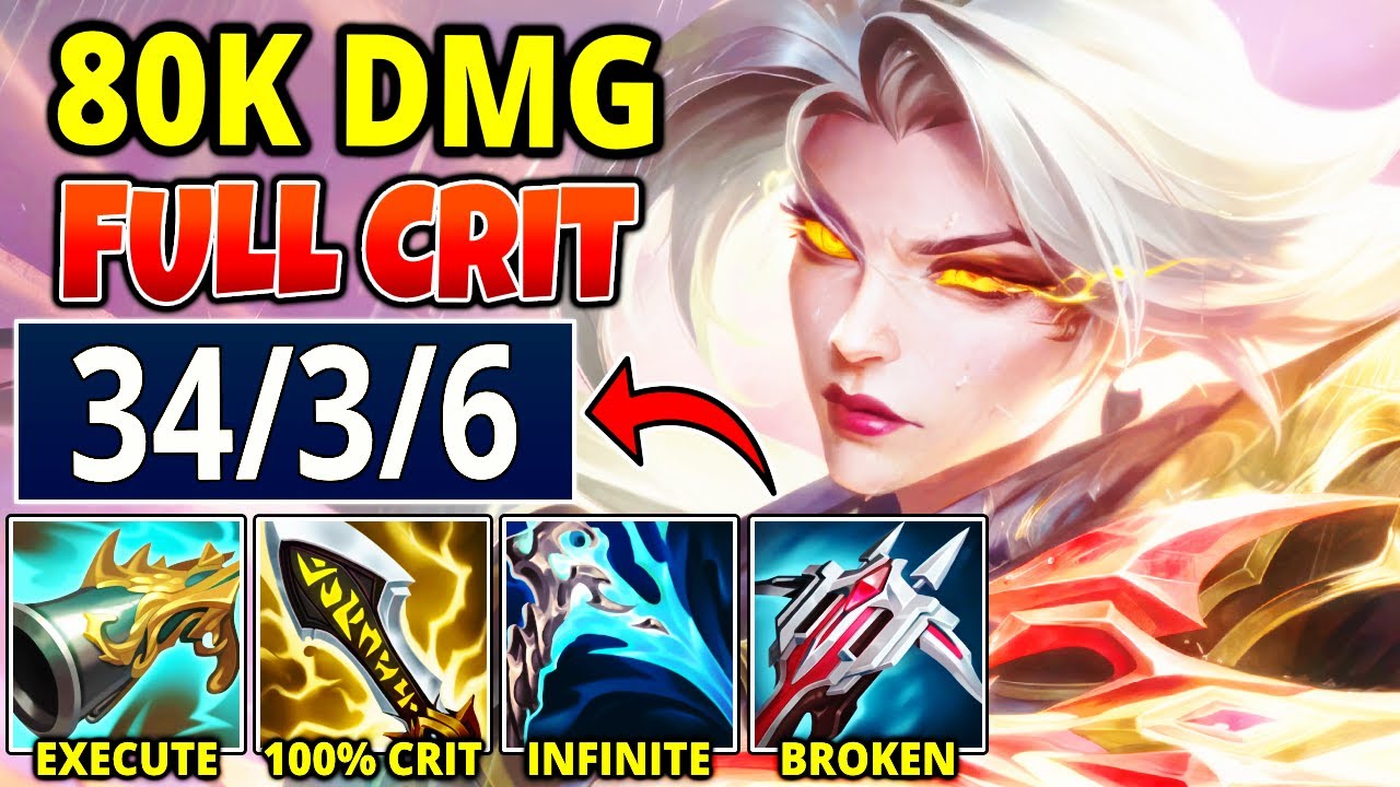 BROKEN 100% CRIT VAYNE WITH COLLECTOR - 80000 DMG, 34 KILLS (INSTANT EXECUTE) - League of Legends