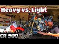 Honda CR500 dirt bike weight comparison. Aluminum frame vs. steel frame which one wins? Part 2