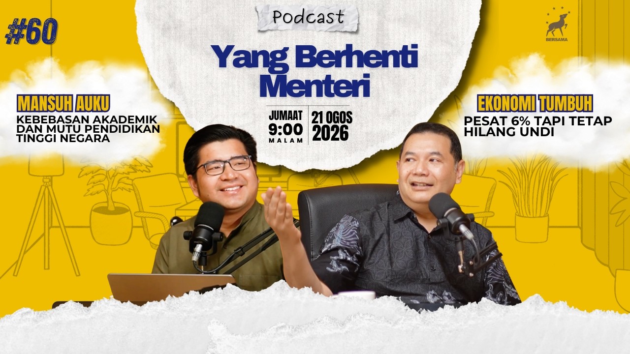 Thumbnail asal Podcast YBM episod 60 tentang AUKU, ekonomi dan sokongan pengundi.