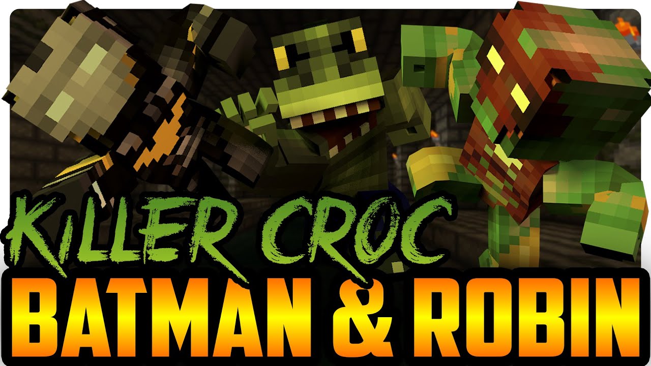 Minecraft Superhero: Batman and Robin vs Killer Croc!