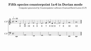 5th species counterpoint for two voices in Dorian mode