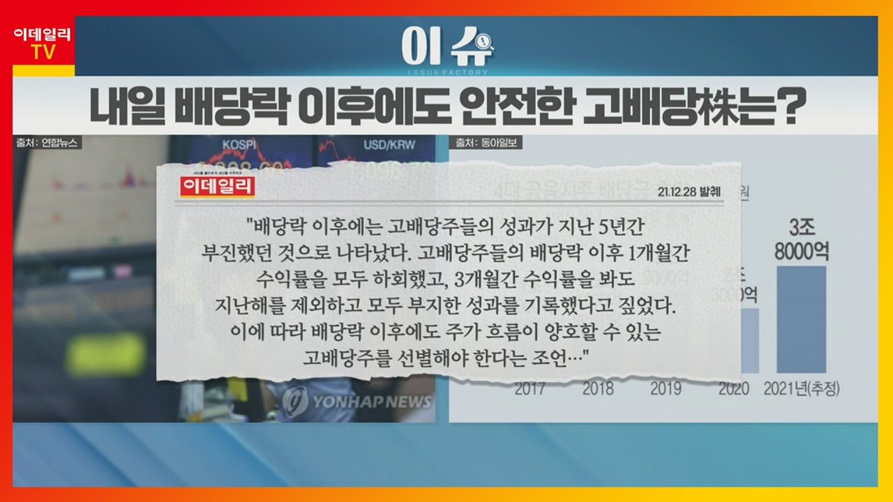 KB금융(105560)... 배당락 D-1… 주식 팔까 말까?_이슈 팩토리 (20211228)