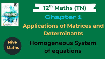 12th Maths|TN Syllabus|Chapter1|Matrices and Determinants|Homogeneous system of equations|Samacheer