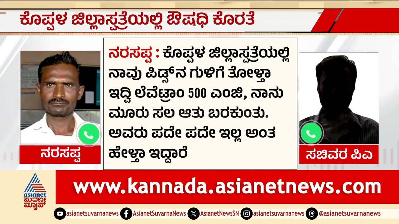 ಔಷಧಿ ಬೇಕಿದ್ರೆ ಸಚಿವರ ಬಳಿ ಹೋಗಿ! ಅಧಿಕಾರಿಗಳ ಉದ್ಧಟತನಕ್ಕೆ ರೋಗಿಗಳು ಕಂಗಾಲು | Medicine Shortage in Koppal