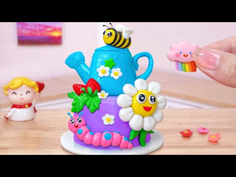 Cute Cake 🐝 How To Make Miniature Fondant Garden Cake Decorating 🍀 Best Miniature Cake Making Video
