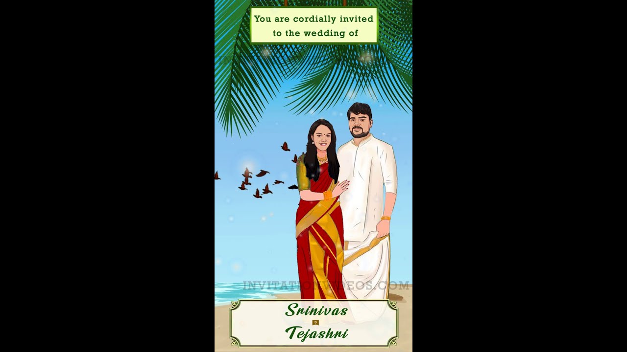 south Indian Caricature wedding Invitation video Whats app number - 8959286176 Einvite Ecard