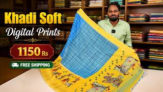 Khadi Soft Digital Print Sarees Under ₹1150 | Free Shipping | Mana Handloom Sarees screenshot 3