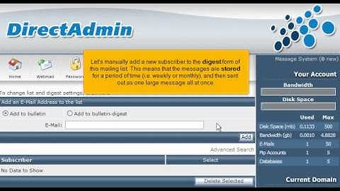 DirectAdmin - How to create a mailing list