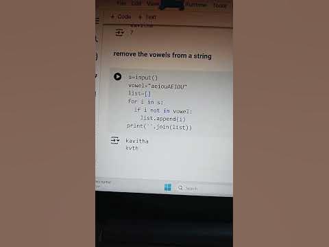 #pythonprogramming , remove vowels from a string - YouTube