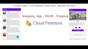 7. Display Items in Cart   Fragment  & Delete Items | Shopping App | MVVM | Firestore