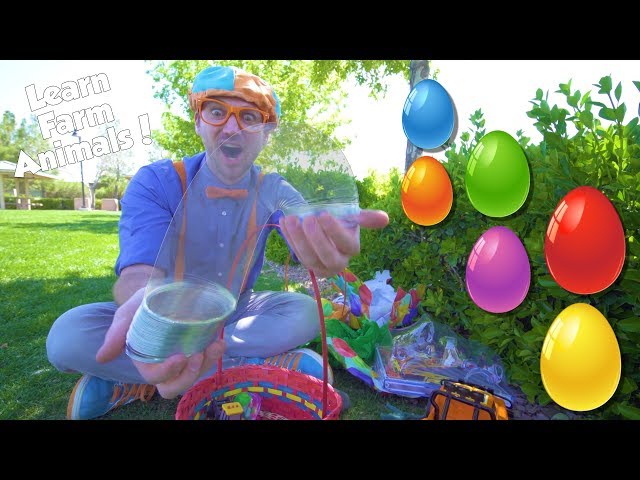 Learn Farm Animals for Children with Blippi | Egg Hunt Bingo! class=