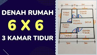 Desain Denah Rumah 6x6 3 Kamar Tidur 1 Lantai Yang Bagus
