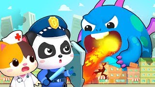 hero team vs big monster firefighter song police cartoon nursery rhymes kids songs babybus