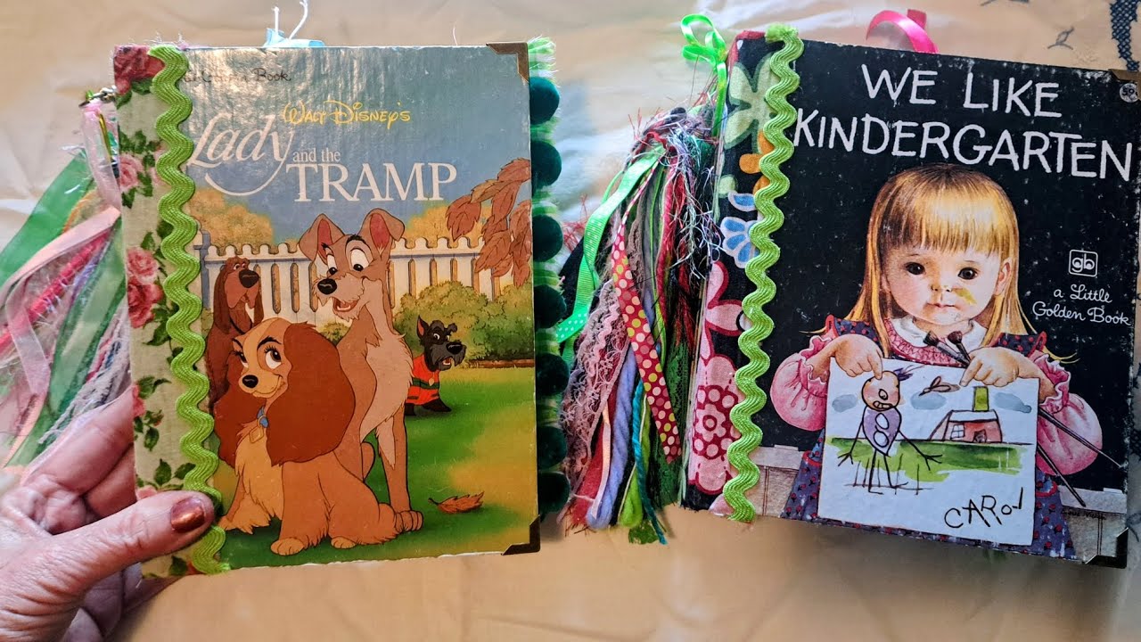 junkJournal　ジャンクジャーナル　Les enfants Flip-through of 2 Little Golden book journals, We like