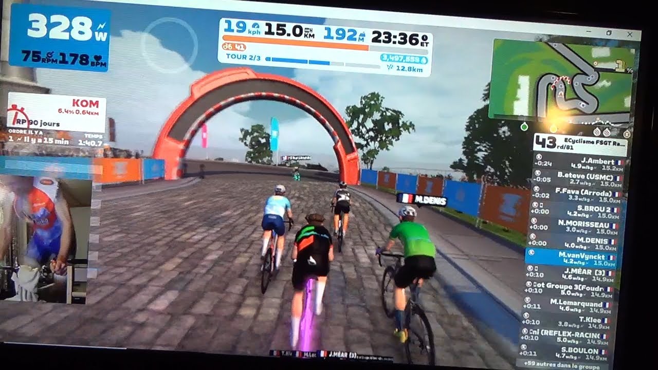 FSGT Ch.Fr.2024 Race#10 Zwift.RichmondCobbledClimbs.x3 MichView eSport Cycling