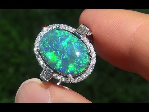 Lightning Ridge Mined Natutal Australian Black Opal Diamond 14k Lightning Ridge Mined Natutal Australian Black Opal Diamond 14k Gold Ring C157
