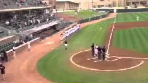 allison autrey singing the national anthem at the ...