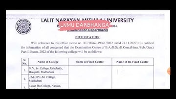 Lnmu part 2 Madhubani centre Re-Schedule/ Change 2022