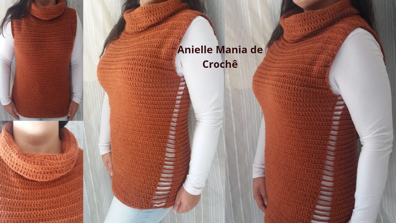 CROCHÊ - COLETE EM CROCHÊ -PARTE 02...