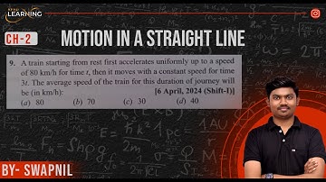 A train starting from rest first accelerates uniformly up to a speed of 80 km/h for time t, then