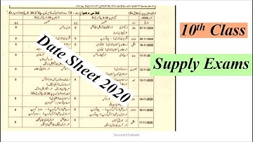 10th Class | Supplementary Exams 2020 | Punjab Boards | Date Sheet | 2020 Supply Exams | Matric