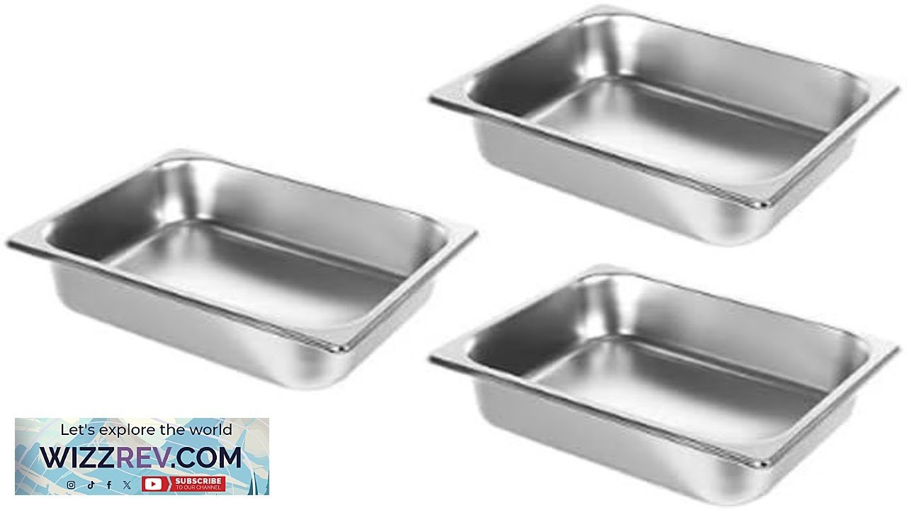 Garvee 3 Pack Stainless Steel Food Pan 6" with Lid Table Hotel Pan