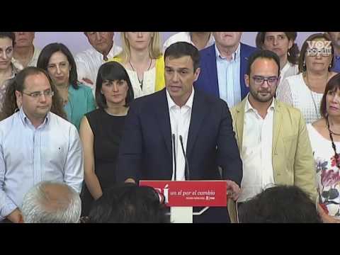 Declaraciones de Pedro Sánchez en la sede del PSOE