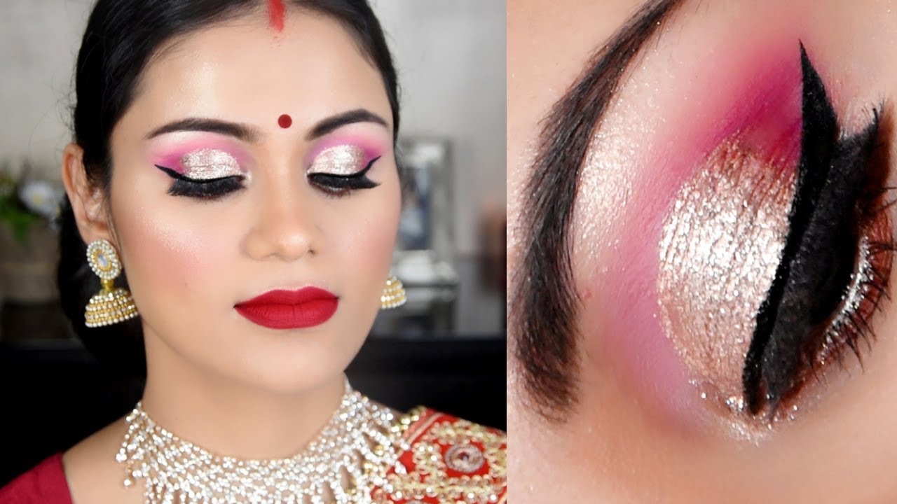ऐसे करें करवाचौथ पर आसान मेकअप Easy Karwachauth Makeup Tutorial 2018 Step By Step In Hindi - YouTube