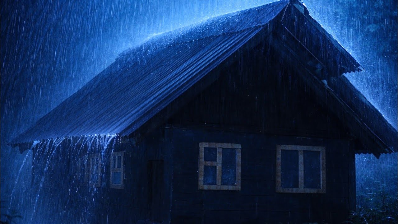 Fall Asleep in 3 Minutes | Heavy Rain on a Tin Roof at Night for Deep Sleep