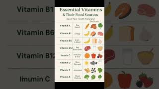 💫 “Essential Vitamins & Their Food Sources — Boost Your Health Naturally!” #shorts #vitamins #food