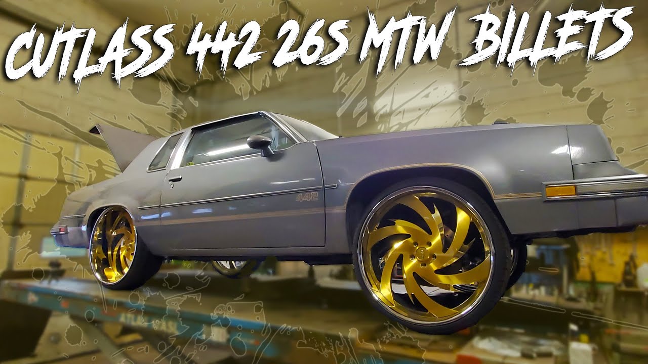 FRONT WHEELS ARE ON MY 85 CUTLASS 442 AND ITS SITTING PERFECT - YouTube