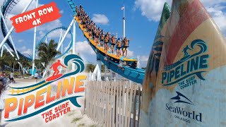 PIPELINE The Surf Coaster - Front Row POV in 4K - SeaWorld Orlando