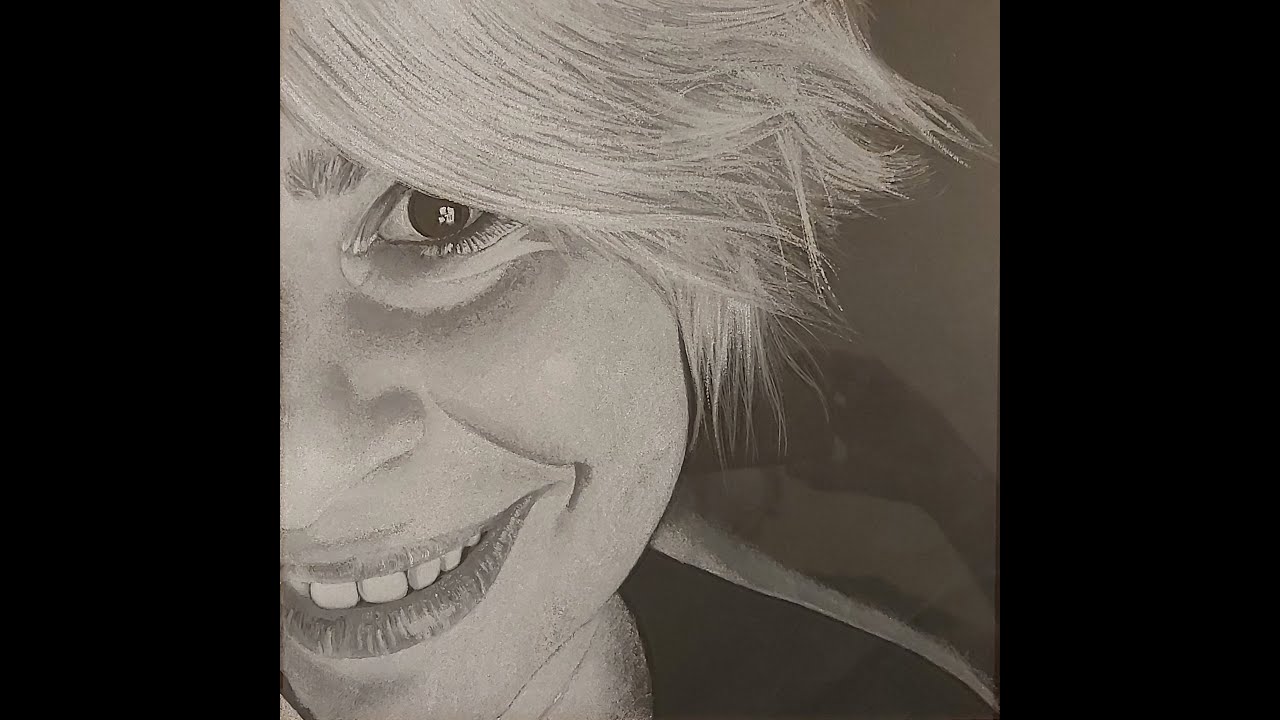 Realistic portrait engraving into the flat glass / time lapse video.