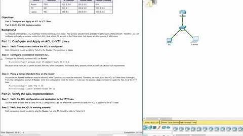 [CCNA v6] Packet Tracer 7.2.3.3 Configuring an ACL on VTY Lines
