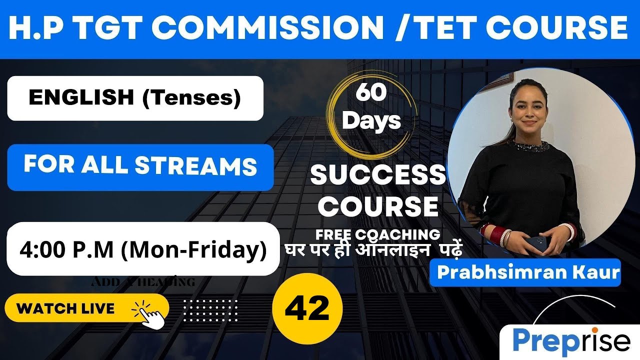 🔴English #42: (Tenses) HP TGT Commission/HP TET  By Prabhsimran Kaur Madam