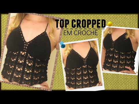 TOP CROPPED GLAMOUR EM CROCHÊ- PONTO ABACAXI