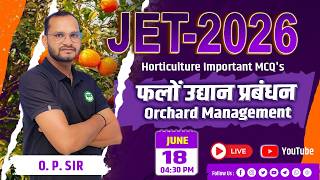 Live Class | Horticulture Imp. MCQs for JET Exam 2026 | Apex Agri Classes Jodhpur #jet2026 #apex